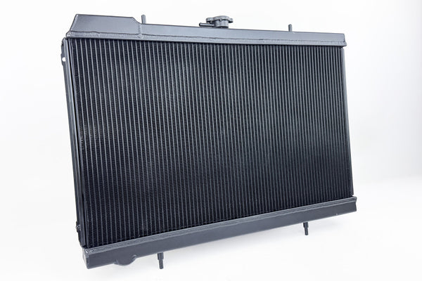 CSF 89-94 Nissan GT-R / GTS / GTE / GXi R32 High-Performance All-Aluminum Radiator - Black - Bull Strap
