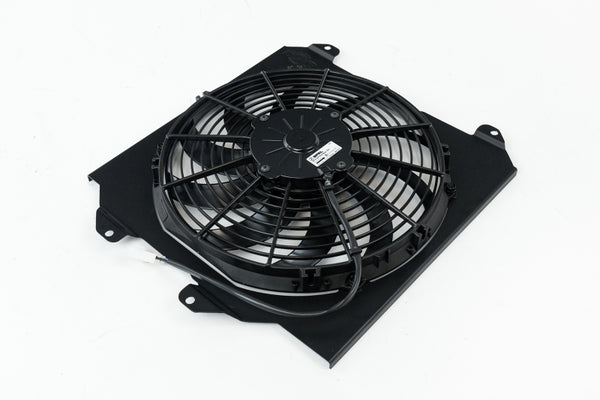 CSF 92-00 Honda Civic All-Aluminum Fan Shroud w/12in SPAL Fan - Black Finish - Bull Strap