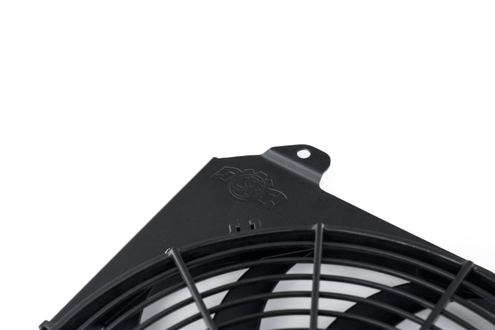 CSF 92-00 Honda Civic All-Aluminum Fan Shroud w/12in SPAL Fan - Black Finish - Bull Strap