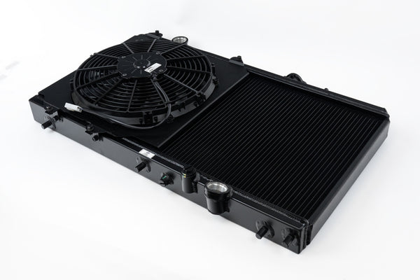 CSF 92-00 Honda Civic w/K-Swap V3 Radiator - Black Finish - Bull Strap