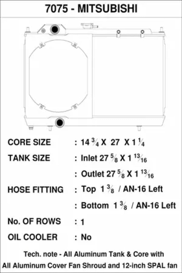 CSF 96-07 Mitsubishi Evo 4/5/6/7/8/9 Full-Slim Radiator w/12in Fan & Shroud/-16AN & Slip On Fitting - Bull Strap