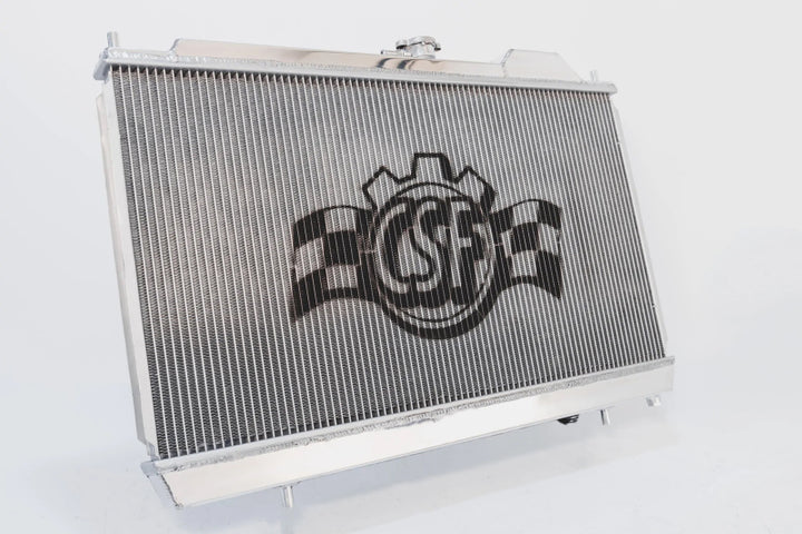 CSF 96-07 Mitsubishi Evo 4/5/6/7/8/9 Full-Slim Radiator w/12in Fan & Shroud/-16AN & Slip On Fitting - Bull Strap