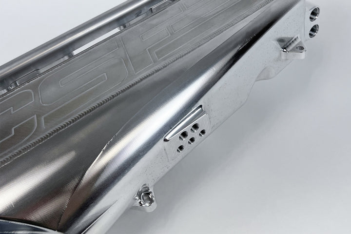 CSF Gen 2 B58 Race X Charge-Air-Cooler Manifold - Raw Billet Aluminum Finish - Bull Strap