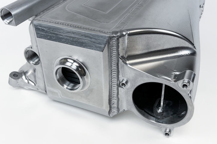 CSF Gen 2 B58 Race X Charge-Air-Cooler Manifold - Raw Billet Aluminum Finish - Bull Strap