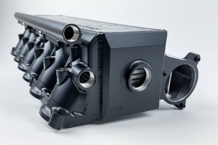 CSF Gen 2 B58 Race X Charge-Air-Cooler Manifold - Thermal Black Finish - Bull Strap