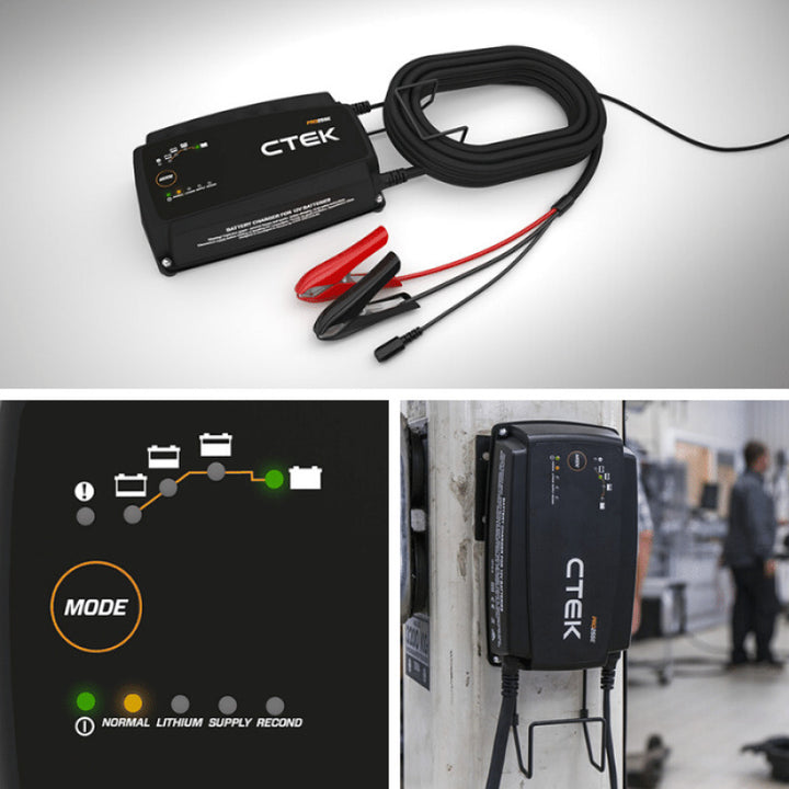 CTEK PRO25SE Battery Charger - 50-60 Hz - 12V - 19.6ft Extended Charging Cable - Bull Strap