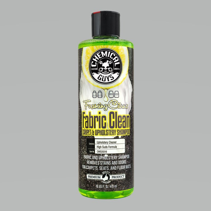 Chemical Guys Foaming Fabric Clean Carpet/Upholstery Shampoo & Odor Eliminator - 16oz - Bull Strap