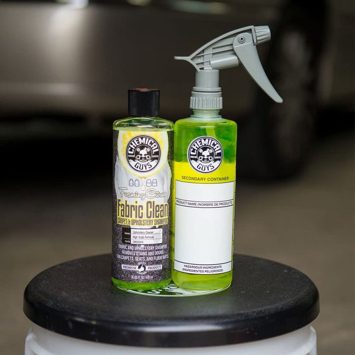 Chemical Guys Foaming Fabric Clean Carpet/Upholstery Shampoo & Odor Eliminator - 16oz - Bull Strap