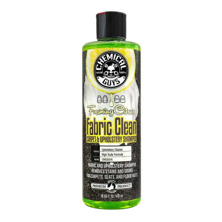 Chemical Guys Foaming Fabric Clean Carpet/Upholstery Shampoo & Odor Eliminator - 16oz - Bull Strap