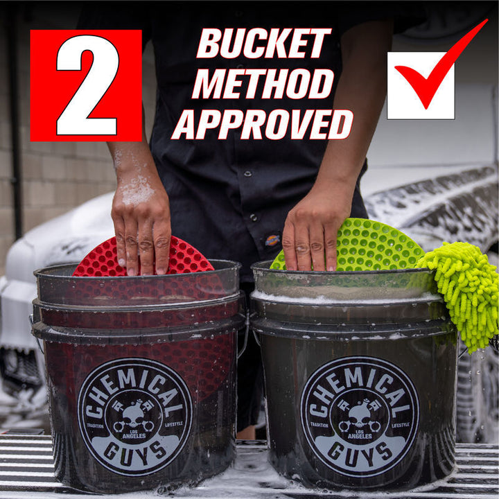 Chemical Guys Heavy Duty Detailing Bucket Smoked Black (4.5 Gal) - Bull Strap