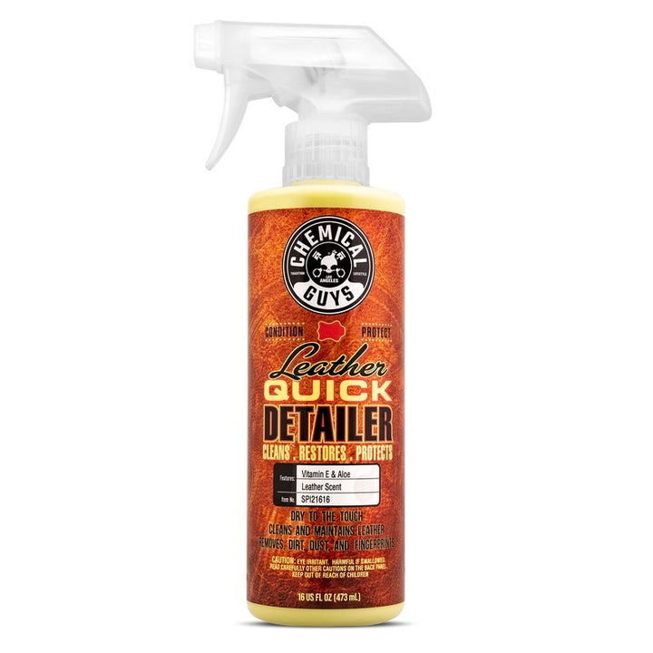 Chemical Guys Leather Quick Detailer Care Spray - Matte Finish - 16oz - Bull Strap