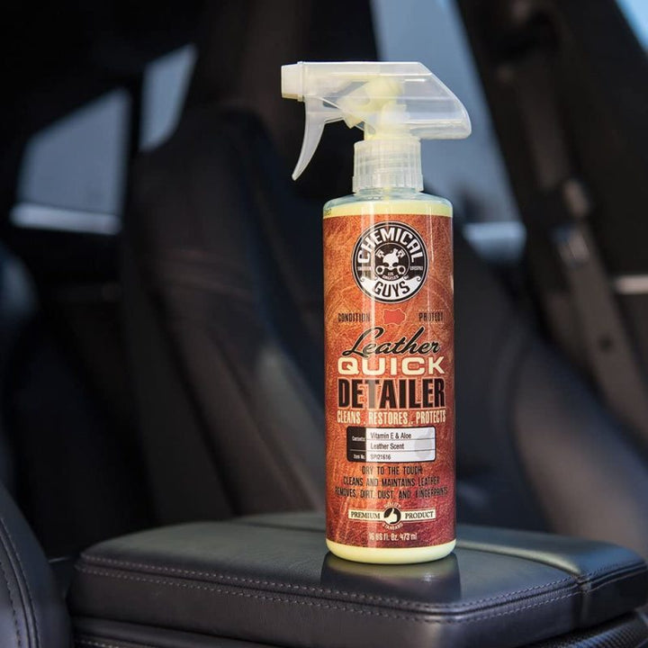 Chemical Guys Leather Quick Detailer Care Spray - Matte Finish - 16oz - Bull Strap