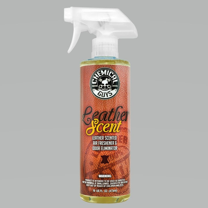 Chemical Guys Leather Scent Air Freshener & Odor Eliminator - 16oz - Bull Strap