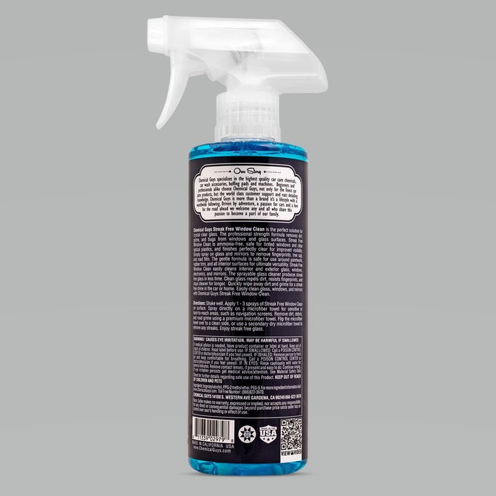 Chemical Guys Streak Free Window Clean Glass Cleaner - 16oz - Bull Strap