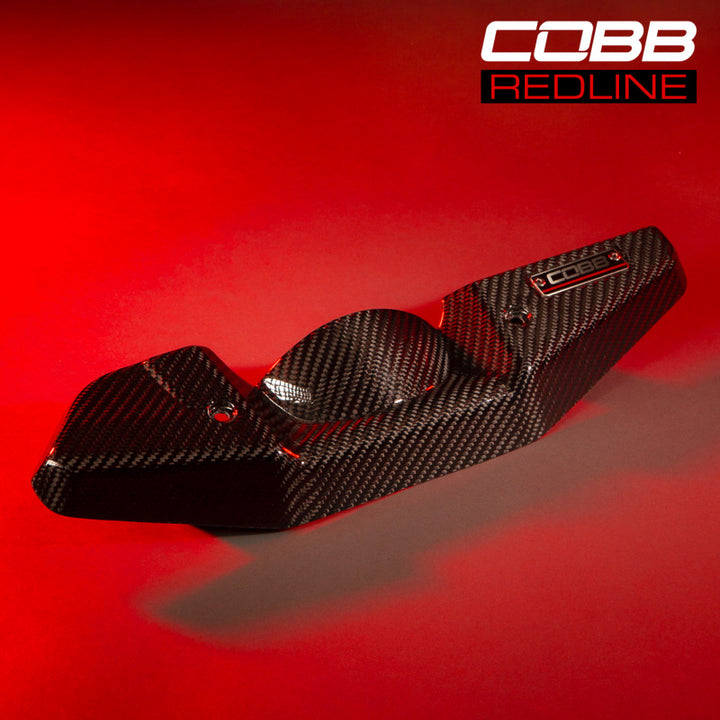Cobb 08-20 Subaru STI/08-14 Subaru WRX Redline Carbon Fiber Alternator Cover - Gloss Finish - Bull Strap