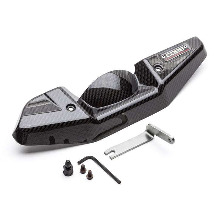 Cobb 08-20 Subaru STI/08-14 Subaru WRX Redline Carbon Fiber Alternator Cover - Gloss Finish - Bull Strap