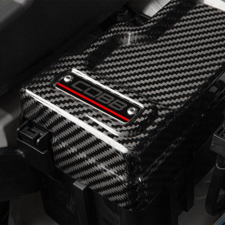 Cobb 22-24 Subaru WRX Redline Carbon Fiber Fuse Cover (Passenger Side) - Bull Strap