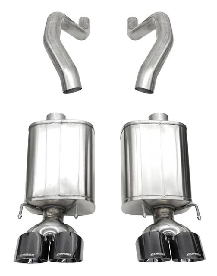 Corsa 06-13 Chevy Corvette C6 Z06 7.0L / 09-13 ZR1 6.2L Black PVD AxleBack Exhaust w/4.5in Twin Tips - Bull Strap