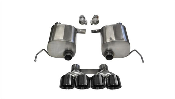 Corsa 14-19 Chevy Corvette C7 Coupe 6.2L V8 AT/MT 2.75in Valve-Back Dual Rear Exit Black Xtreme Exht - Bull Strap