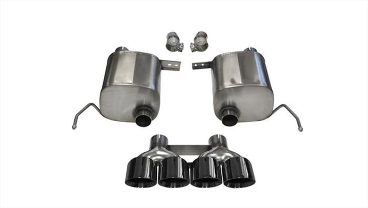 Corsa 14-19 Chevy Corvette C7 Coupe 6.2L V8 AT/MT 2.75in Valve-Back Dual Rear Exit Black Xtreme Exht - Bull Strap