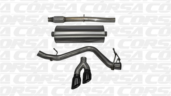 Corsa 14-19 GMC Sierra/Chevy Silv 1500 Crew Cab/Short Bed 5.3L V8 Black Sport Single Side CB Exhaust - Bull Strap