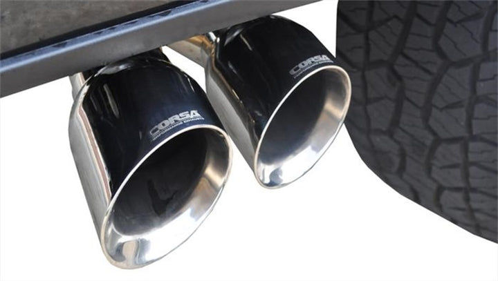 Corsa 15-20 Ford F-150 5.0L V8 (Super Crew Cab) Polished Sport Single Side Dual 4in Tips CB Exhaust - Bull Strap