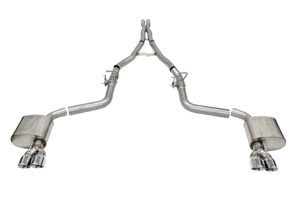 Corsa 15-23 Challenger SRT/Hellcat/Demon/Redeye 2.75in Valved CB DR Exit w/ Twin 3.5in Pol Pro Tips - Bull Strap
