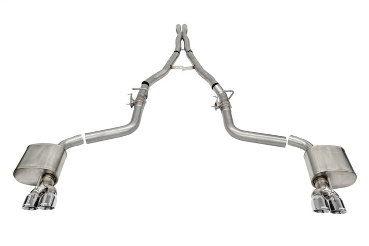 Corsa 15-23 Challenger SRT/Hellcat/Demon/Redeye 2.75in Valved CB DR Exit w/ Twin 3.5in Pol Pro Tips - Bull Strap