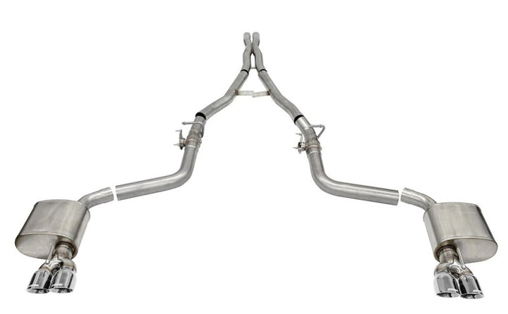 Corsa 15-23 Challenger SRT/Hellcat/Demon/Redeye 2.75in Valved CB DR Exit w/ Twin 3.5in Pol Pro Tips - Bull Strap