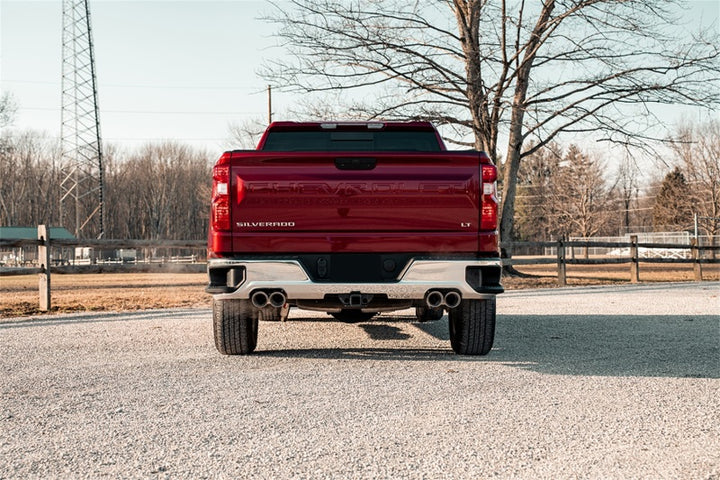 Corsa 19-23 Chevrolet Silverado 1500 Cat-Back Dual Rear Exit with Twin 4in Polished Pro-Series Tips - Bull Strap