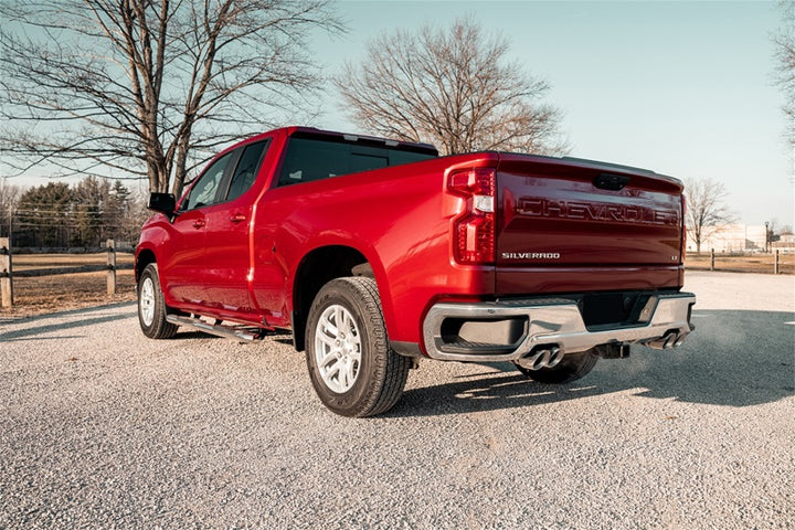 Corsa 19-23 Chevrolet Silverado 1500 Cat-Back Dual Rear Exit with Twin 4in Polished Pro-Series Tips - Bull Strap