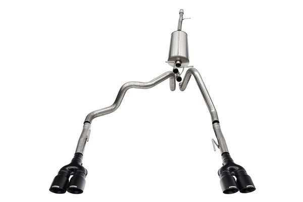 Corsa 19-25 Chevy Silverado 1500 CatBack Dual Rear Exit with Twin 4in Black Powder Ct ProSeries Tips - Bull Strap