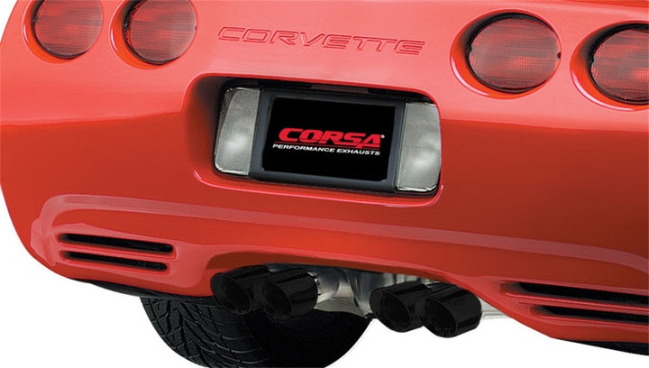 Corsa 1997-2004 Chevrolet Corvette C5 Z06 5.7L V8 Black Xtreme Axle-Back Exhaust - Bull Strap