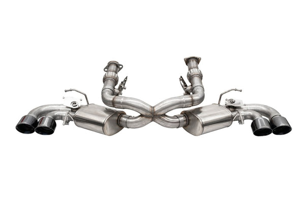 Corsa 20-25 Corvette C8 3in Valved Cat-Back 4.5in Blk Quad Tips Fits Factory Perf Exhaust DeletesAFM - Bull Strap