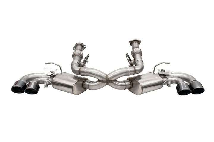 Corsa 20-25 Corvette C8 3in Valved Cat-Back 4.5in Blk Quad Tips Fits Factory Perf Exhaust DeletesAFM - Bull Strap