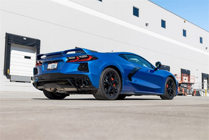 Corsa 20-25 Corvette C8 3in Valved Cat-Back 4.5in Blk Quad Tips Fits Factory Perf Exhaust DeletesAFM - Bull Strap