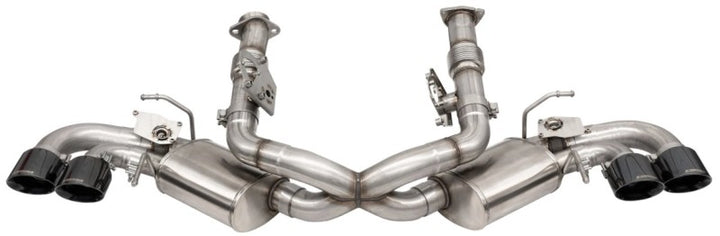 Corsa 20-25 Corvette C8 3in Valved Cat-Back 4.5in Blk Quad Tips Fits Factory Perf Exhaust DeletesAFM - Bull Strap