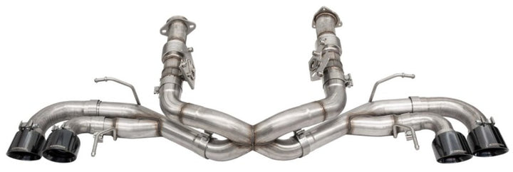 Corsa 20-25 Corvette C8 3in Xtreme Cat-Back Exhaust 4.5in Blk Quad Tips - Integrates stock AFM Valve - Bull Strap