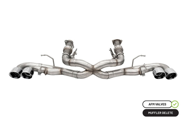 Corsa 20-25 Corvette C8 3in Xtreme Cat-Back Exhaust 4.5in Pol Quad Tips - Integrates stock AFM Valve - Bull Strap