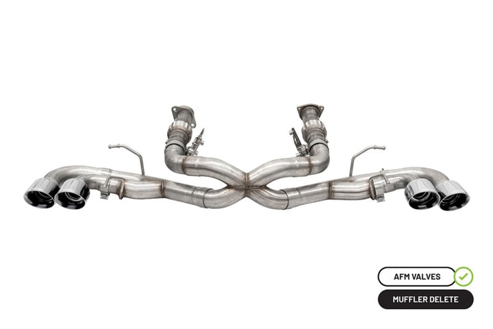 Corsa 20-25 Corvette C8 3in Xtreme Cat-Back Exhaust 4.5in Pol Quad Tips - Integrates stock AFM Valve - Bull Strap