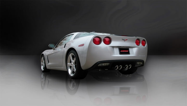 Corsa 2005-2007 Chevrolet Corvette C6 6.0L V8 Polished Sport Axle-Back Exhaust - Bull Strap