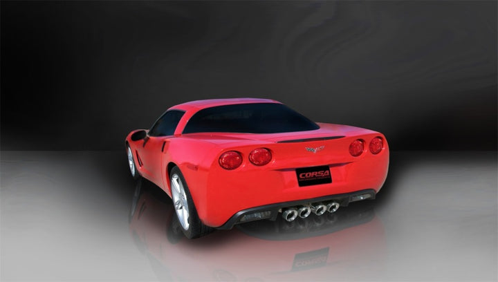 Corsa 2005-2007 Chevrolet Corvette C6 6.0L V8 Polished Xtreme Axle-Back Exhaust - Bull Strap