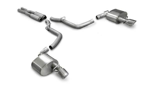 Corsa 2005-2010 Dodge Charger No Towing Hitch SRT-8 6.1L V8 Polished Xtreme Cat-Back Exhaust - Bull Strap