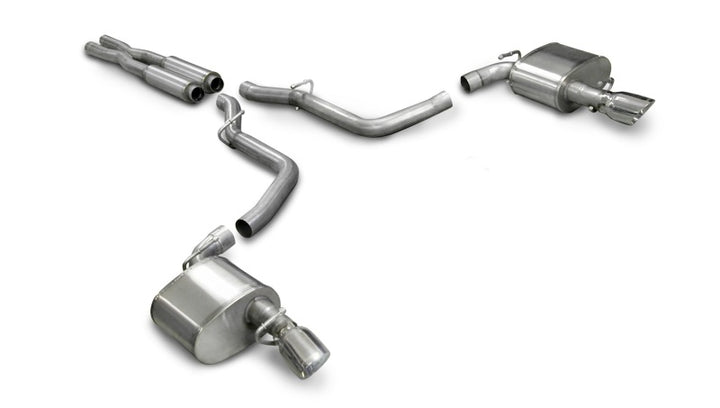 Corsa 2005-2010 Dodge Charger No Towing Hitch SRT-8 6.1L V8 Polished Xtreme Cat-Back Exhaust - Bull Strap