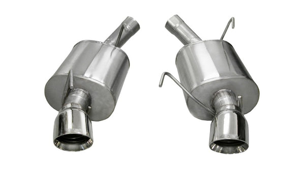 Corsa 2005-2010 Ford Mustang Shelby GT500 5.4L V8 Polished Sport Axle-Back Exhaust - Bull Strap