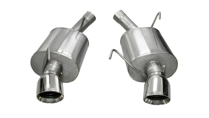 Corsa 2005-2010 Ford Mustang Shelby GT500 5.4L V8 Polished Sport Axle-Back Exhaust - Bull Strap