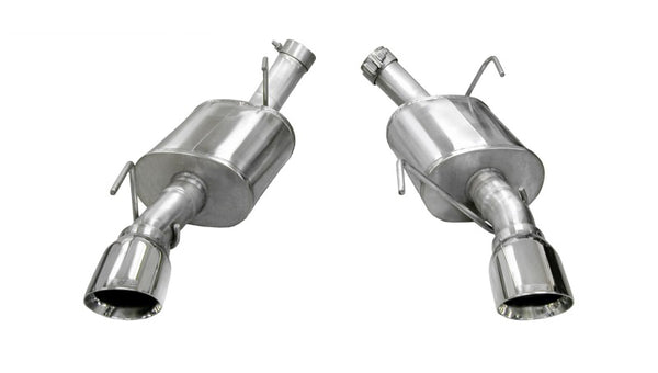 Corsa 2005-2010 Ford Mustang Shelby GT500 5.4L V8 Polished Xtreme Axle-Back Exhaust - Bull Strap