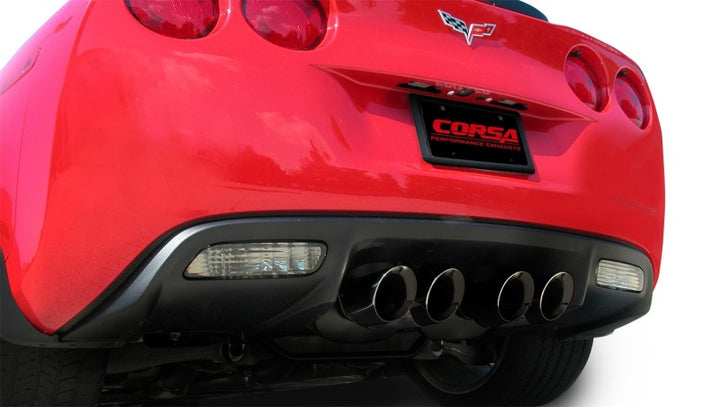 Corsa 2006-2013 Chevrolet Corvette C6 Z06 7.0L V8 Black Sport Axle-Back Exhaust - Bull Strap