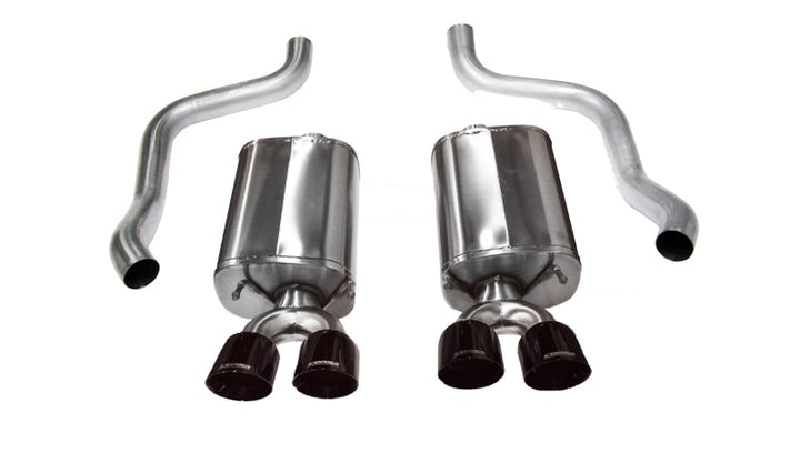 Corsa 2009-2013 Chevrolet Corvette C6 6.2L V8 Black Sport Axle-Back Exhaust - Bull Strap