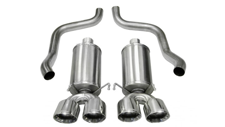 Corsa 2009-2013 Chevrolet Corvette C6 6.2L V8 Polished Xtreme Axle-Back Exhaust - Bull Strap